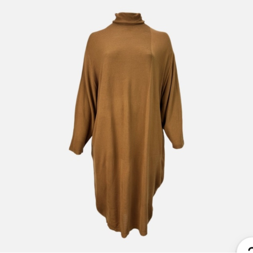 NWT Marina Rinaldi Cammello Game Camel Cowl Neck Sweater midi dress size Large